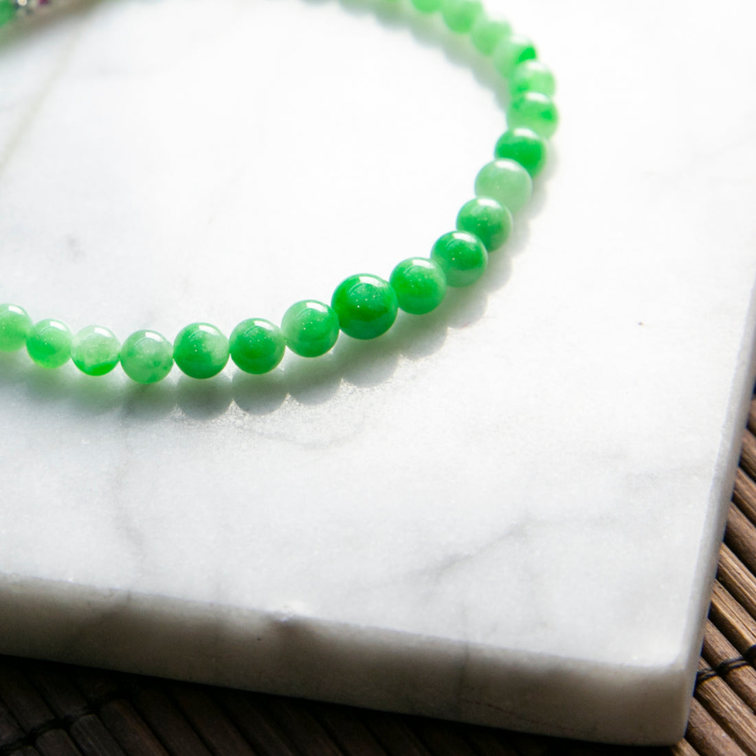 天然緬甸翡翠冰陽綠珠串手鏈