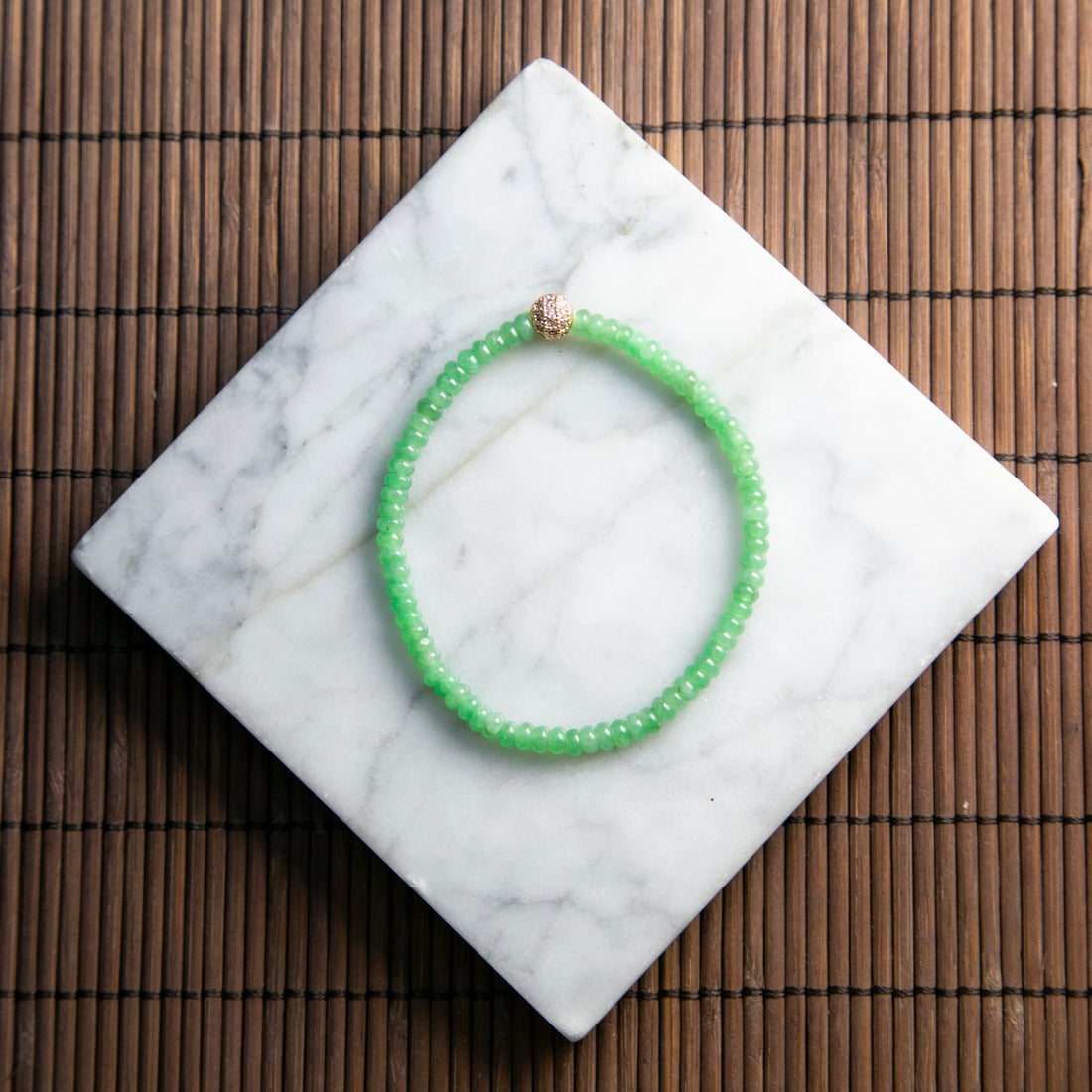 天然緬甸翡翠綠算子珠串手鏈