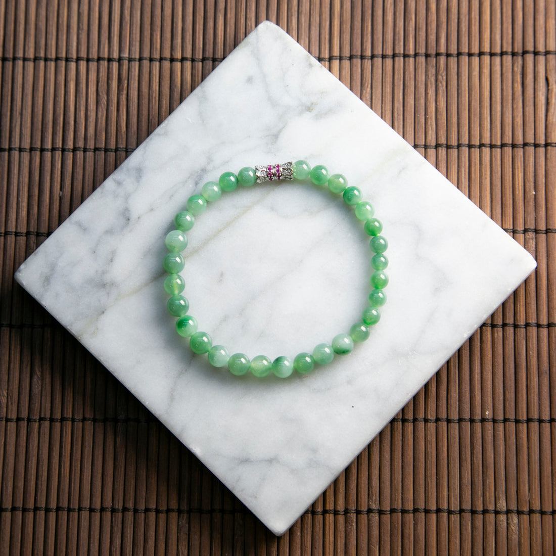 天然緬甸翡翠冰飄綠珠串手鏈