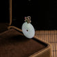 18K White Gold Diamond Natural Burmese Jade Green & Lavender Ping An Donut Pendant