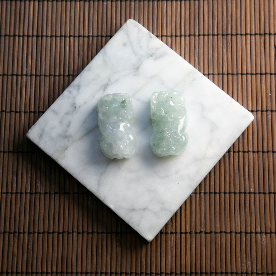 天然緬甸翡翠飄花貔貅一對