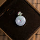 18K White Gold Diamond Natural Burmese Jade Green & Lavender Ping An Donut Pendant