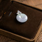 18K White Gold Diamond Natural Burmese Jade Green & Lavender Ping An Donut Pendant