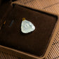 18K Gold Diamond Natural Burmese Jade Icy Light Bluish Green Lotus Leaf Pendant