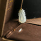 18K Gold Natural Burmese Jade Icy White Carved Pendant