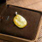 18K Gold Diamond Natural Burmese Jade Icy Yellow Guanyin Pendant