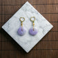 18K Gold Diamond Natural Burmese Jade Lavender Ping An Donut Earrings