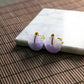 18K Gold Diamond Natural Burmese Jade Lavender Ping An Donut Earrings