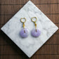18K Gold Diamond Natural Burmese Jade Lavender Ping An Donut Earrings