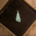 18K White Gold Natural Burmese Jade Icy Light Green Carved Pendant with Easy Clasp