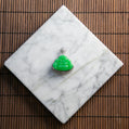 18K Platinum Diamond Natural Burmese Jade Full Green Buddha Pendant
