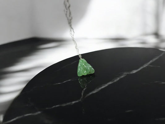 天然緬甸翡翠冰綠玉蓮吊墜